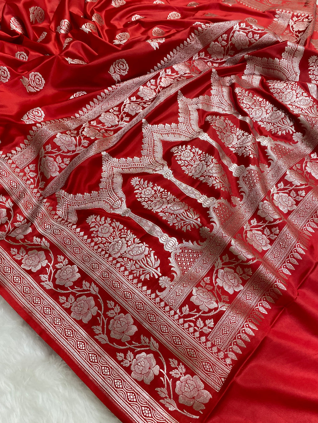 Red Mashru Silk Banarasi Saree