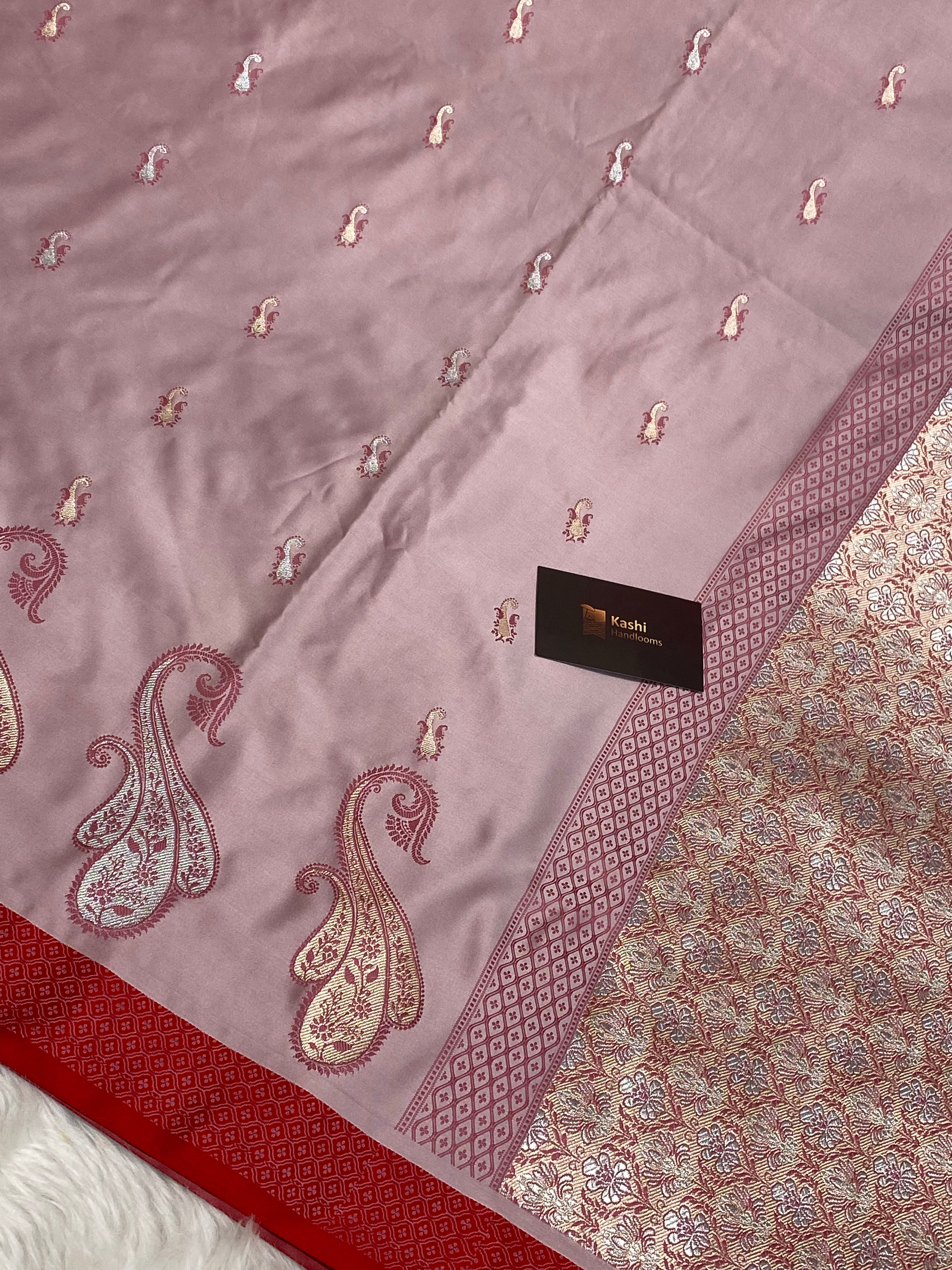 Light Pich Mashru Silk Banarasi Saree