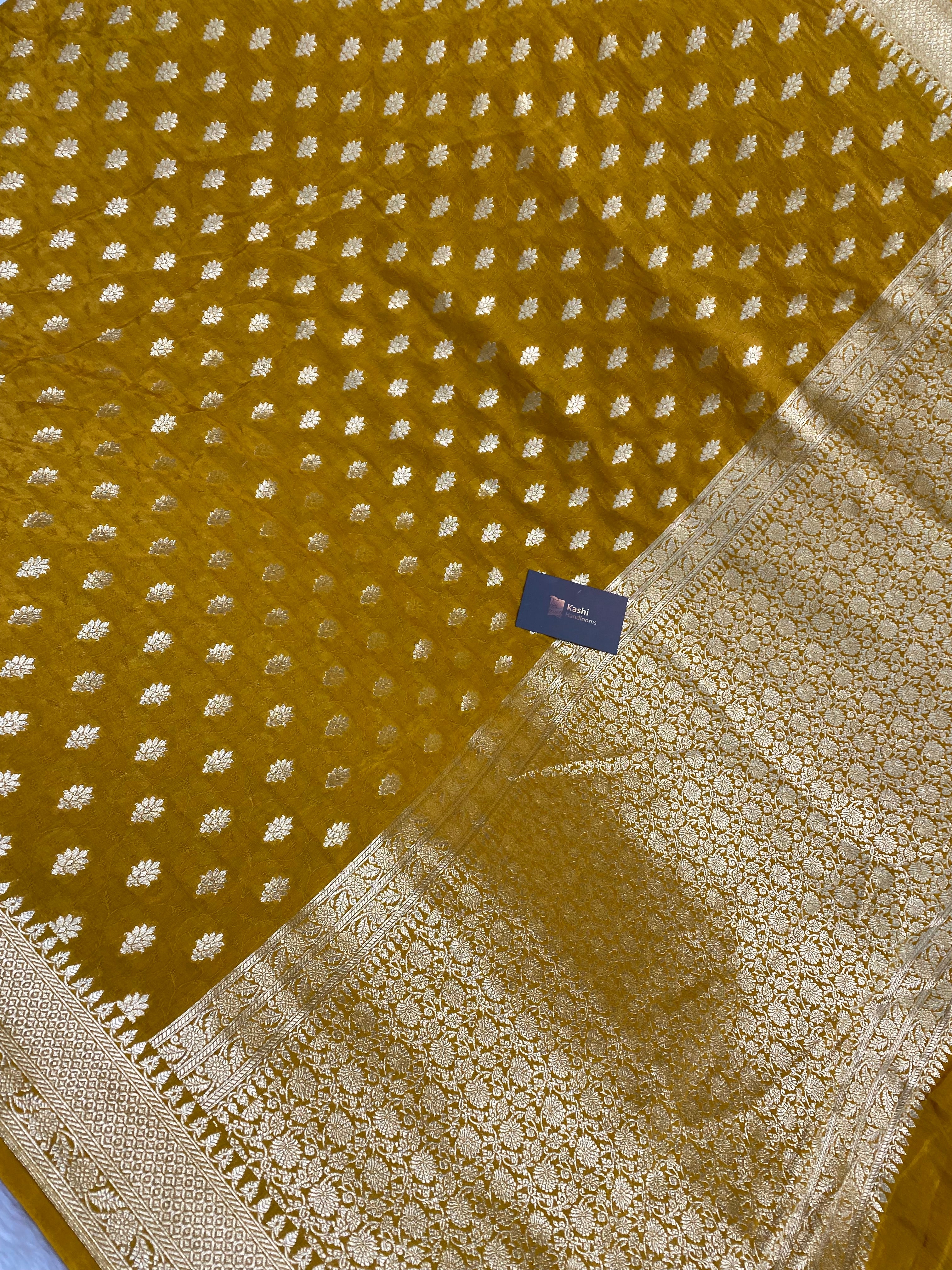 Mehendi Function Special Pure Resham Finish Fabric Banarasi Saree