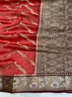 Peach semi Raw mango Banarasi saree