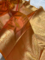 Premium orange colour tissue silk Banarasi saree