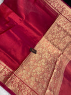 Red dhoop chaw tissue banarasi silk saree