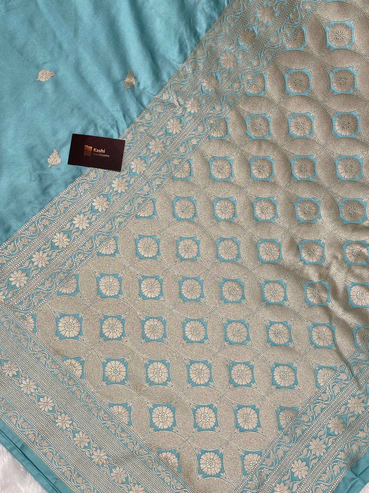 Firozi Mashru Silk Banarasi Saree