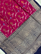 Rani monga Silk minakari Banarasi Saree