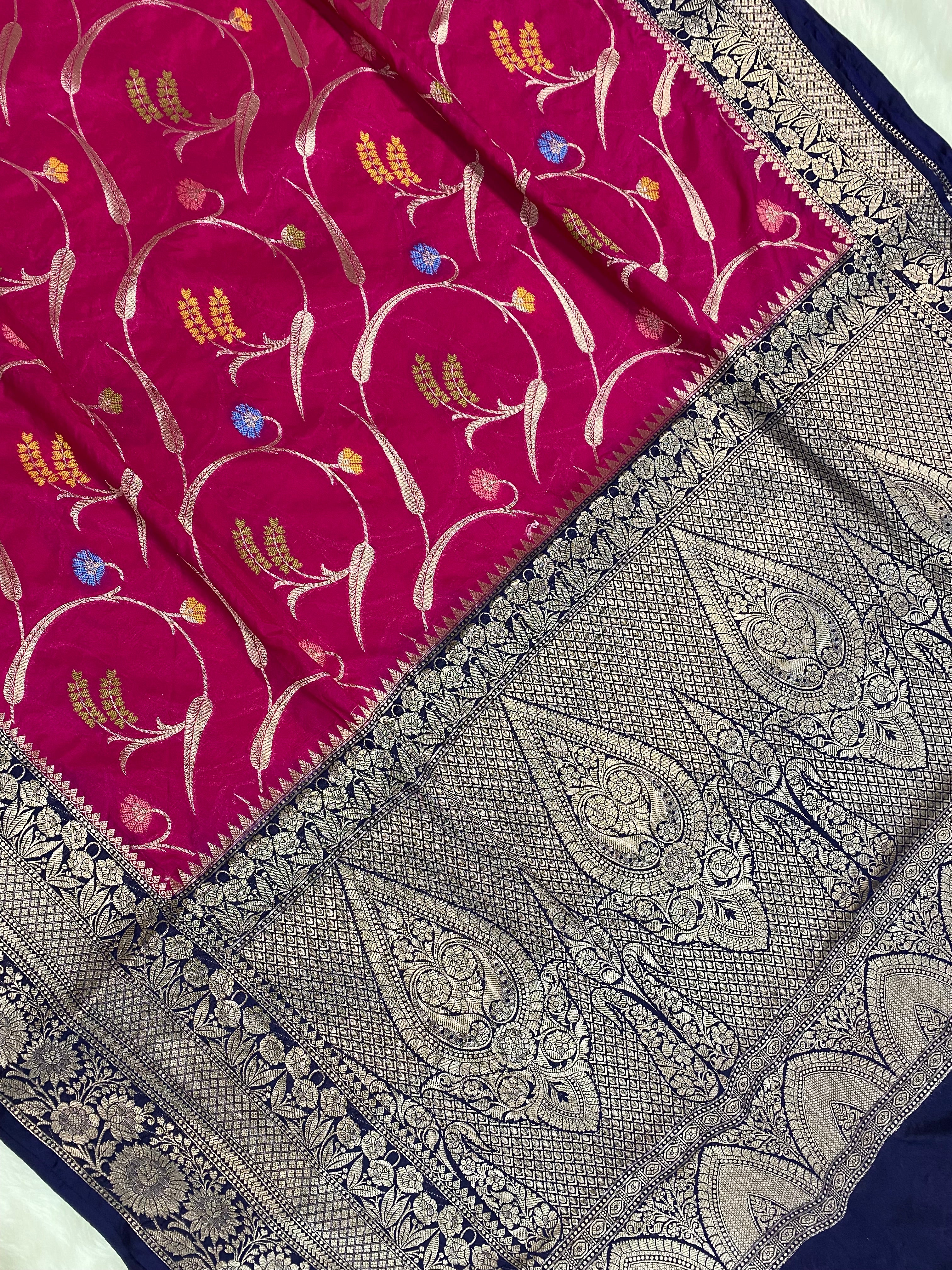 Rani monga Silk minakari Banarasi Saree