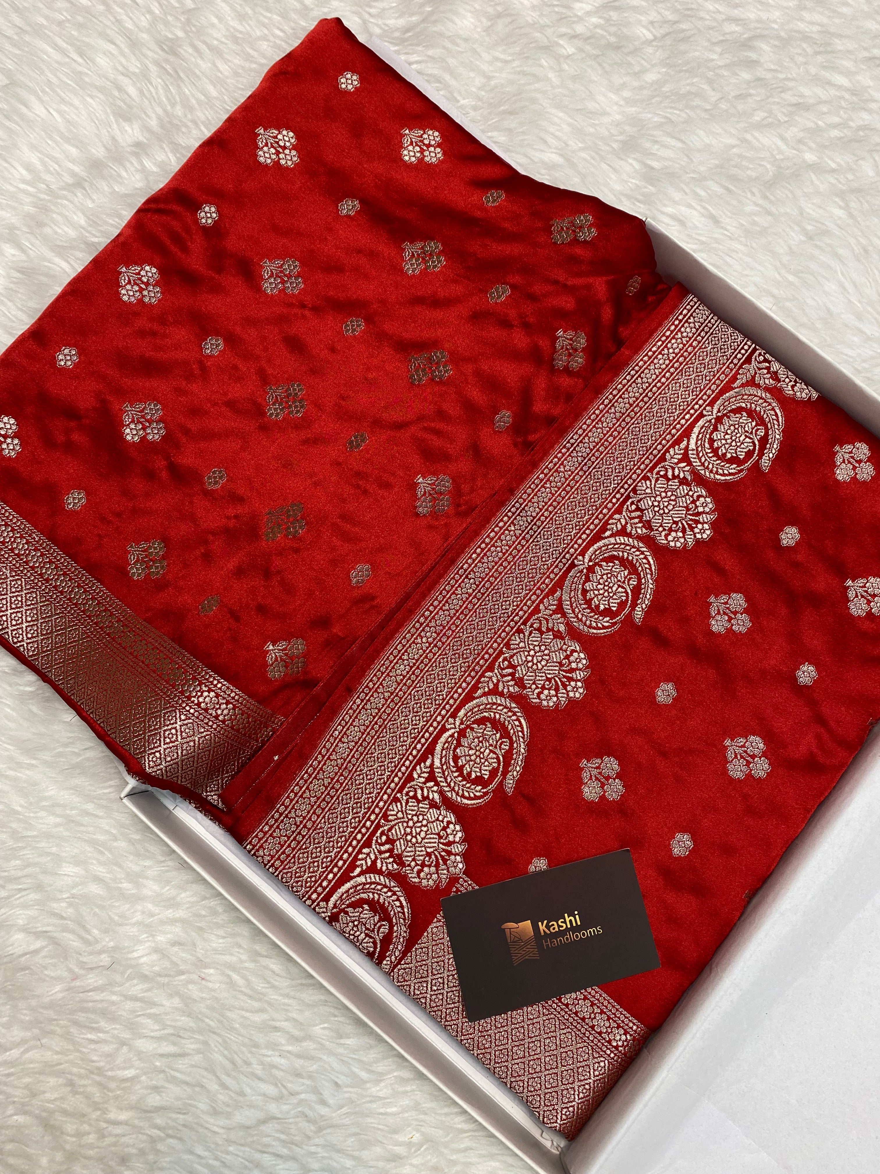 Bridal Red mashru silk banarasi saree