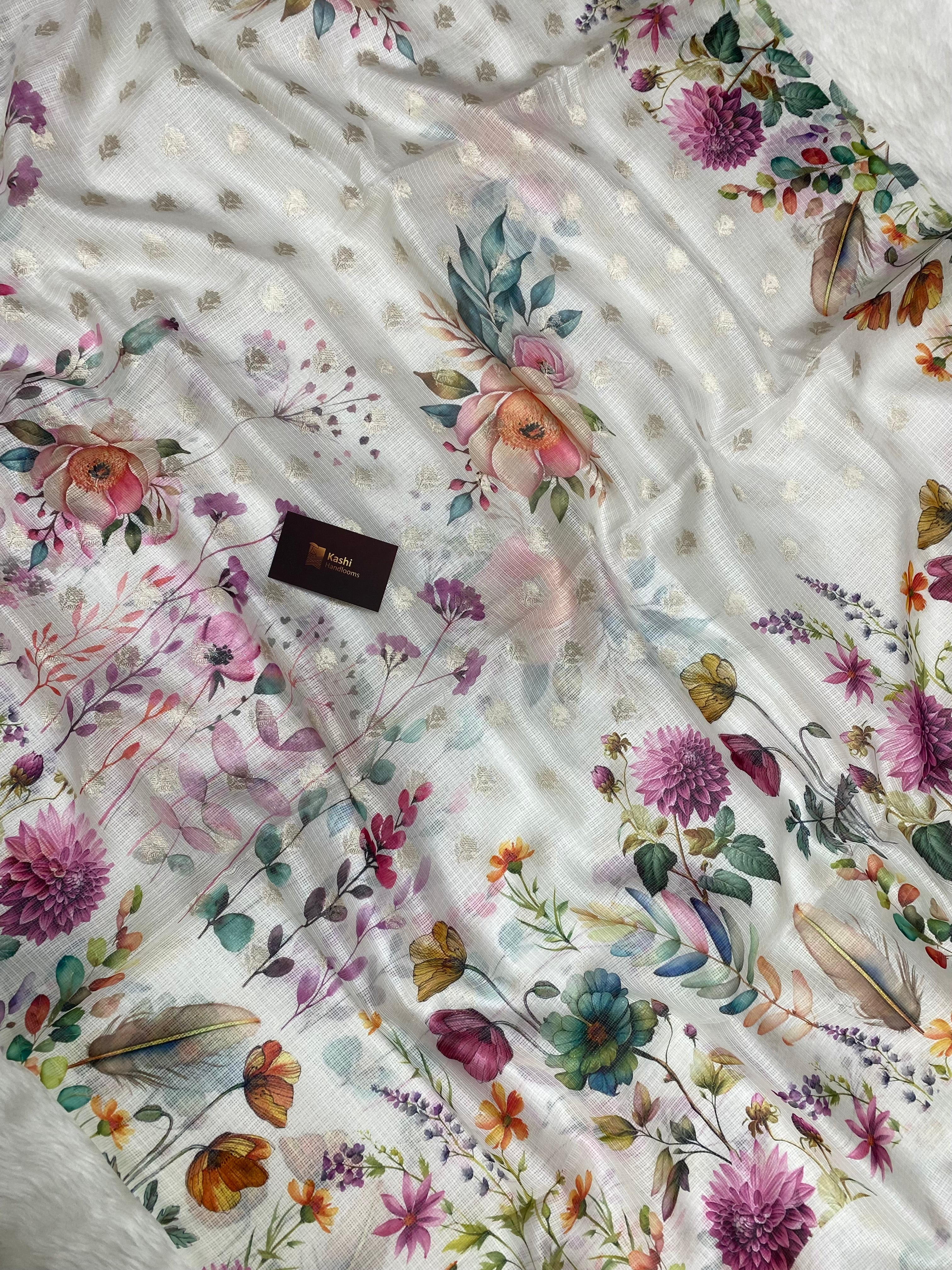 Semi silk digital print Banarasi saree