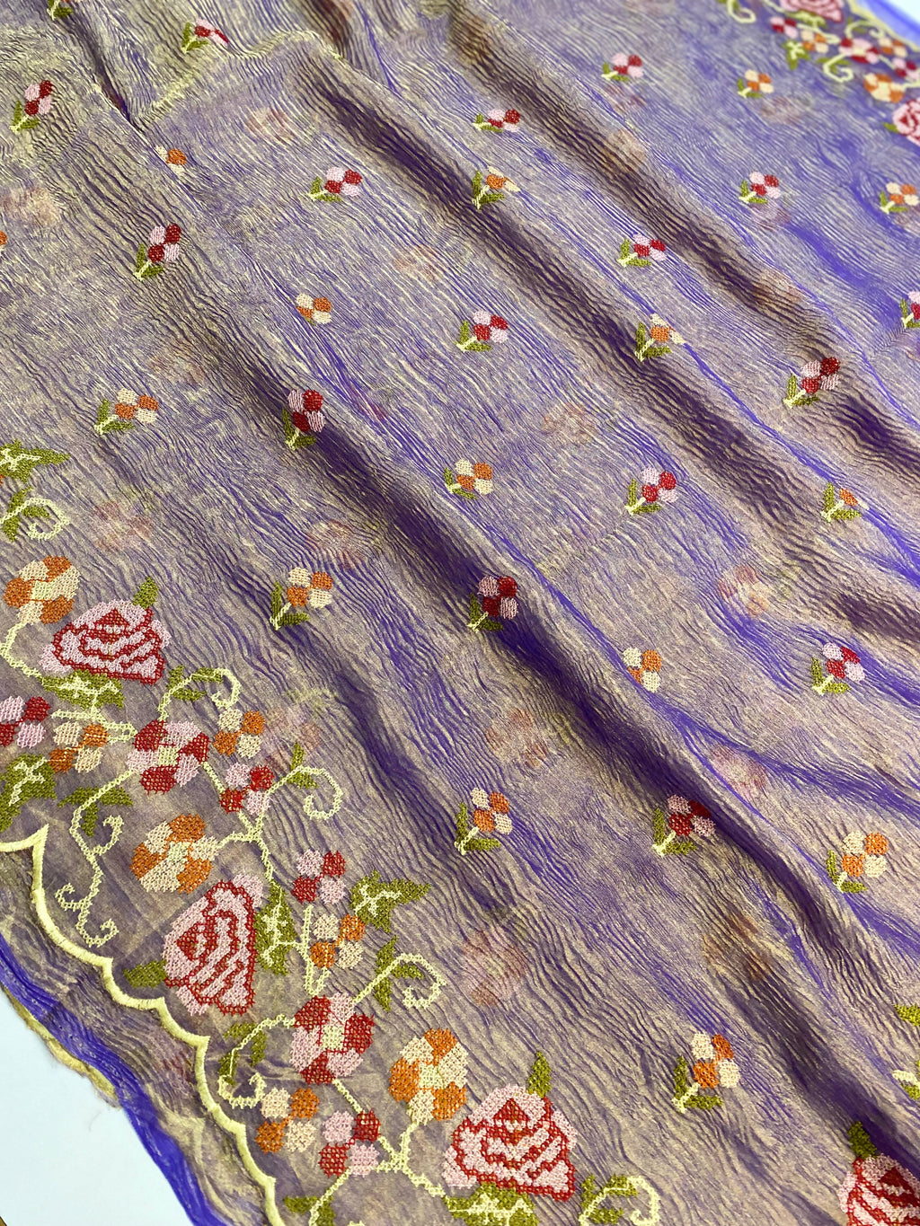 Pure Tissue Silk with hand cutwork Embroidery Banarasi Saree