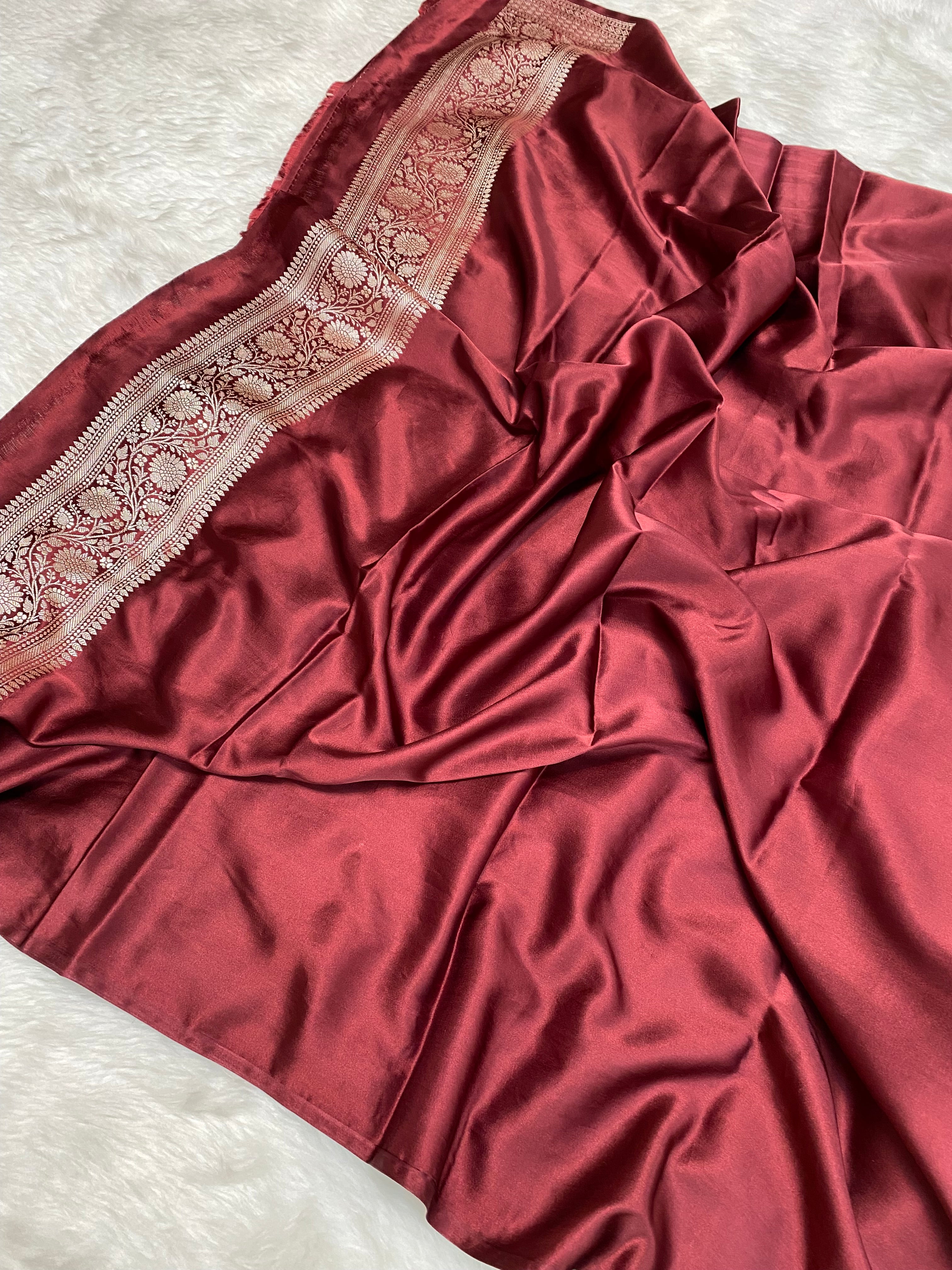 Dark pink mashru silk banarasi saree