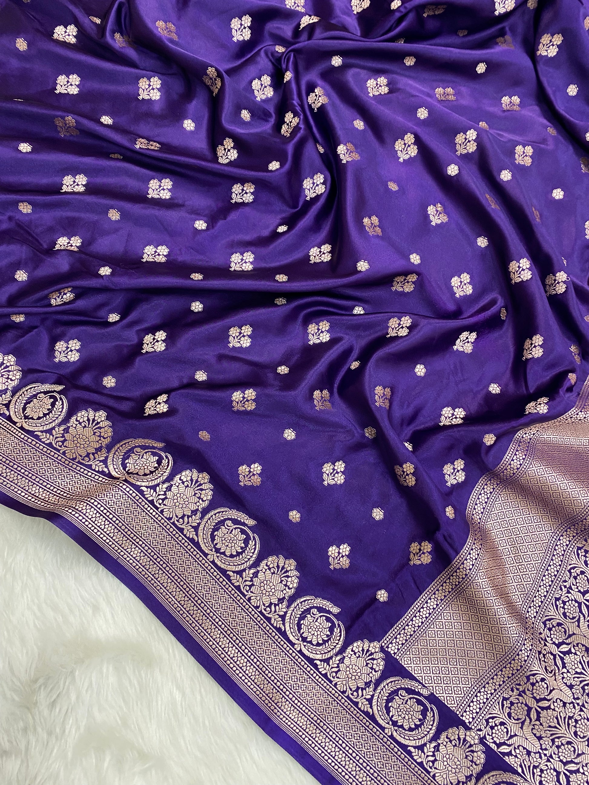 Purple Mashru Silk Banarasi Saree