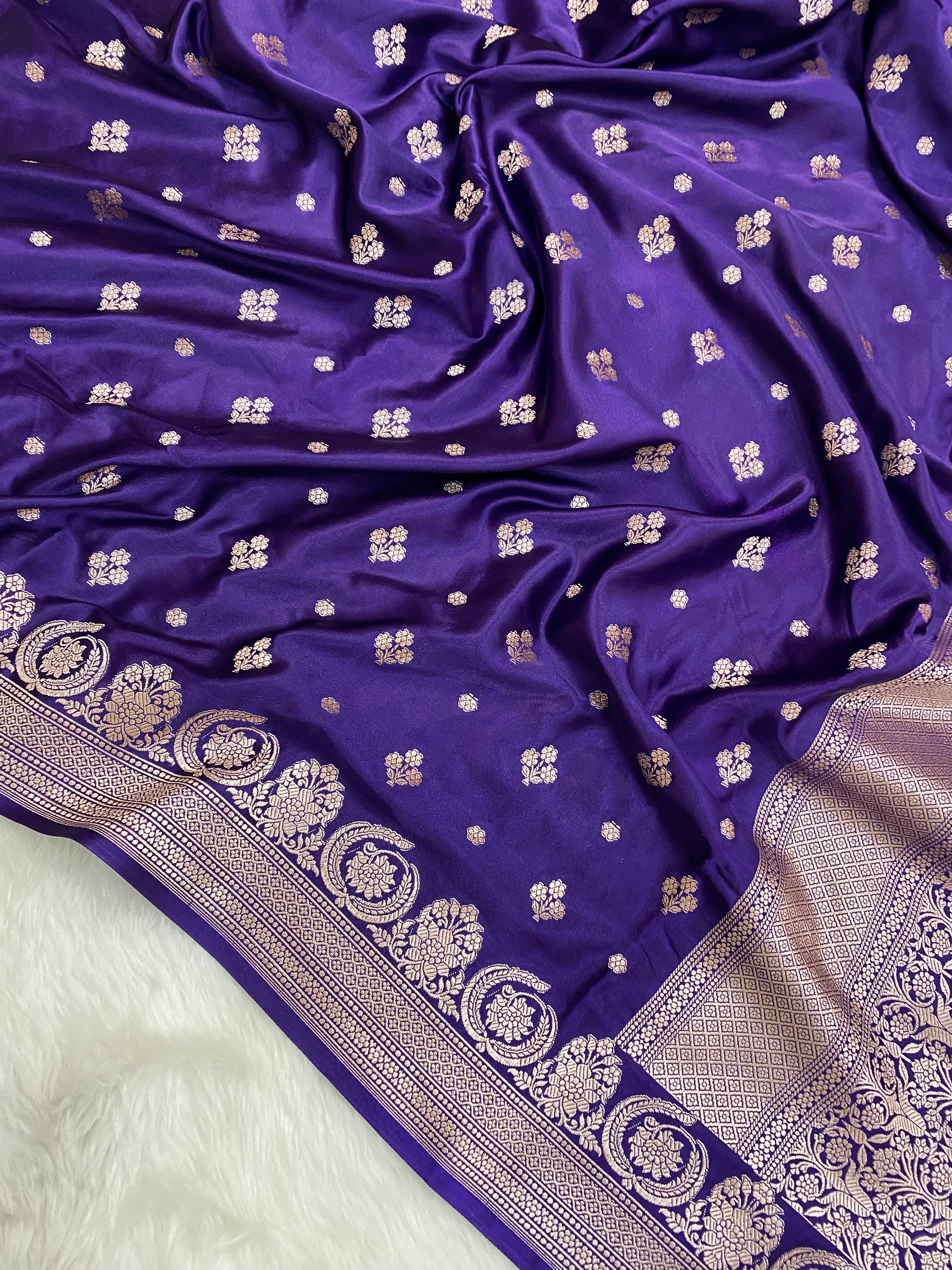 Purple Mashru Silk Banarasi Saree