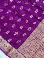 Margenta  Monga silk Tilfi Buta Banarasi Saree