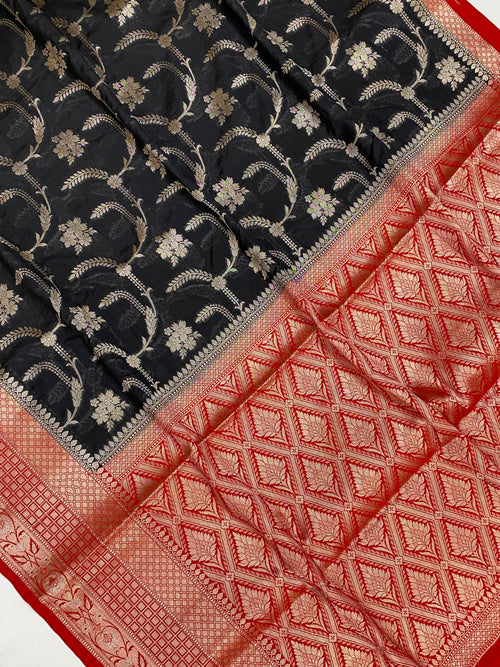 Black Semi Georgette Banarasi Saree