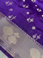 Purple semi Raw mango Banarasi saree