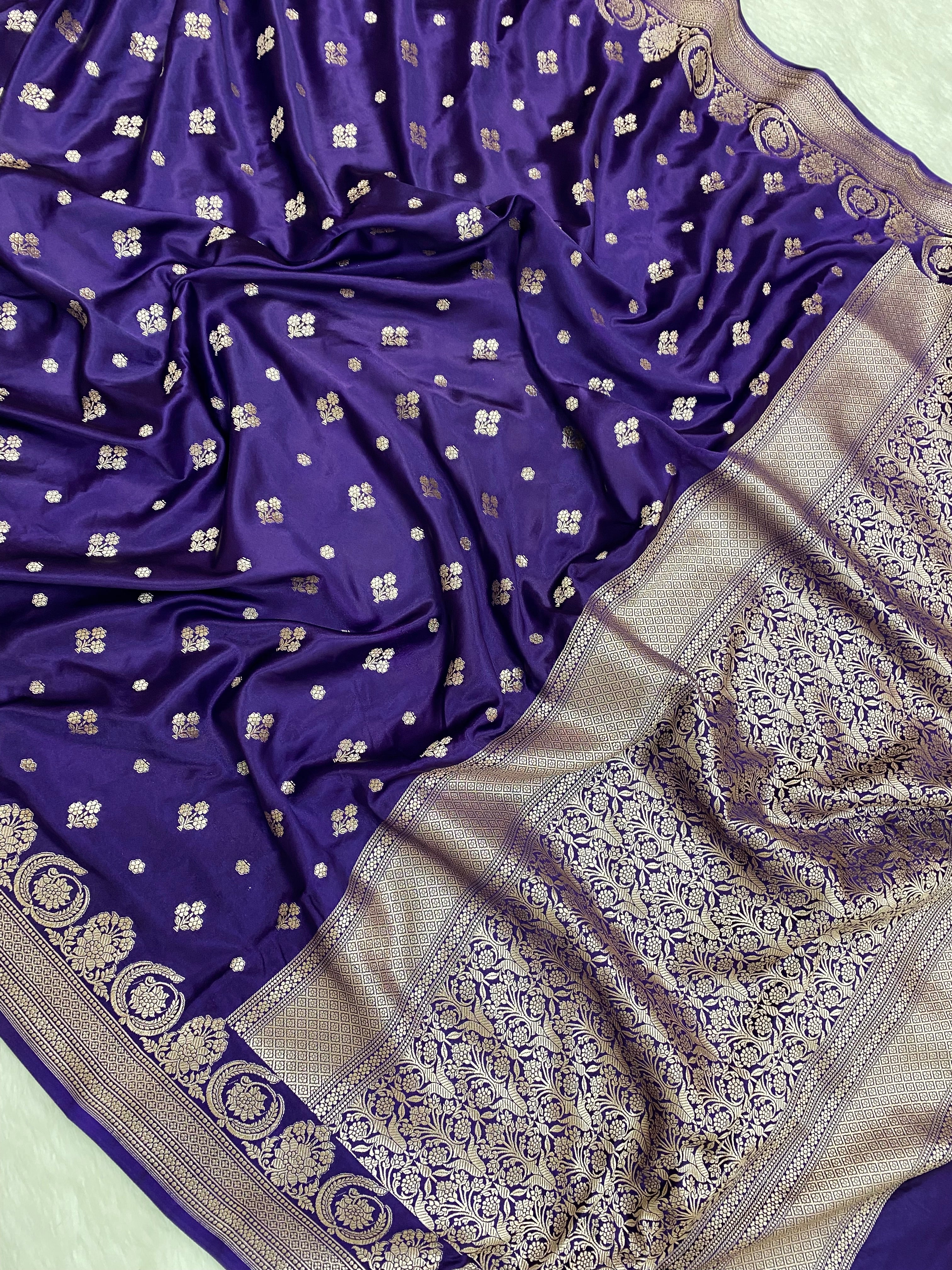 Purple Mashru Silk Banarasi Saree