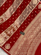 Red semi rao mango tissue Banarasi saree