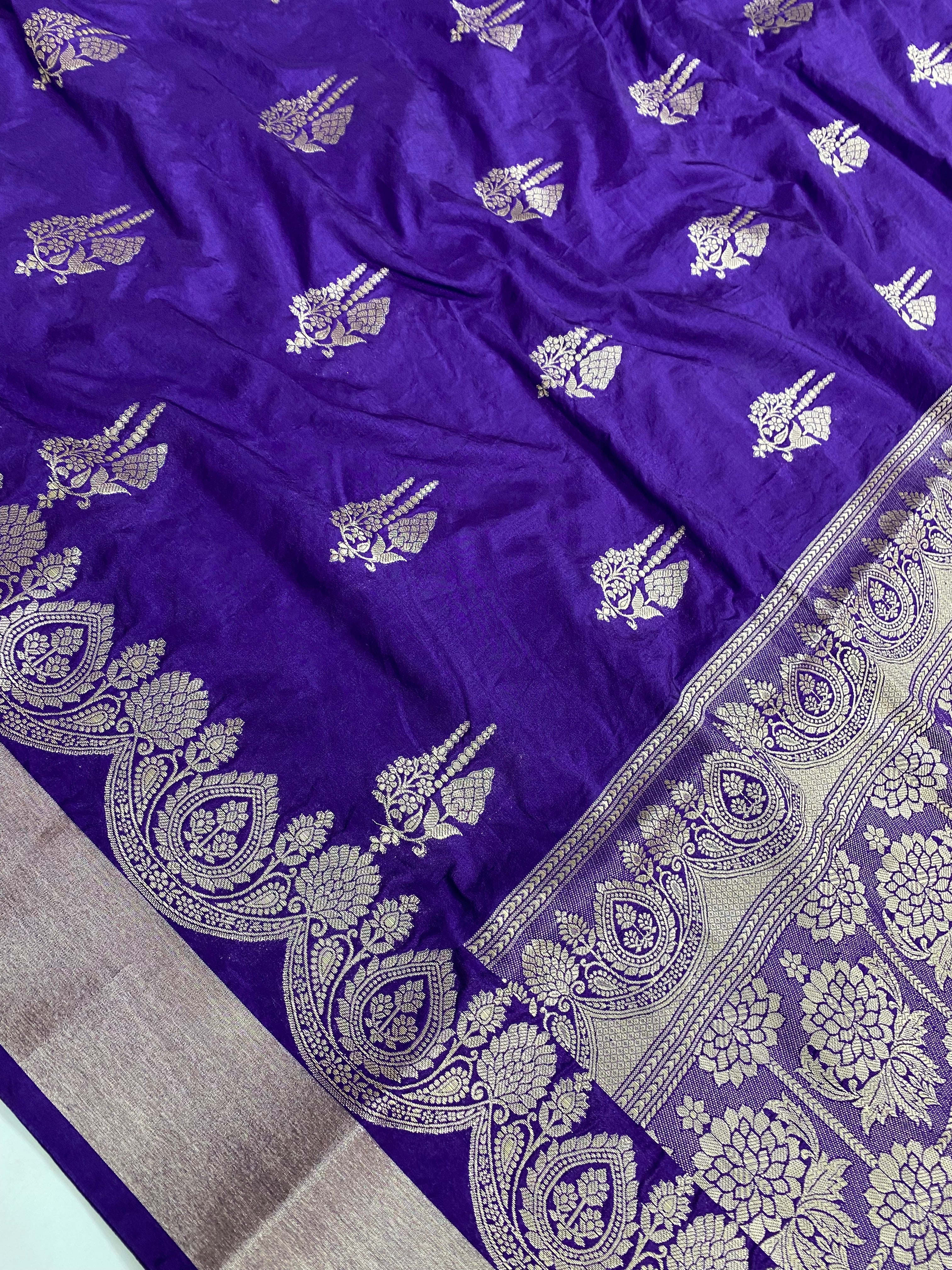 Purple Color  monga Silk Banarasi Saree