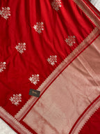 Red colour mashru silk Banarasi saree with butaa