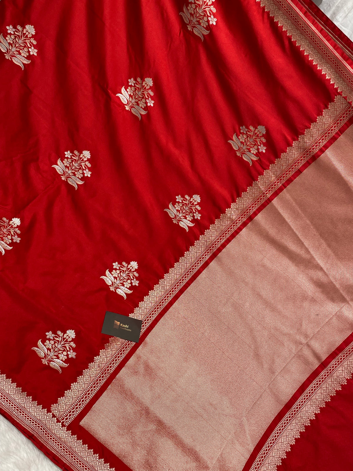 Red colour mashru silk Banarasi saree with butaa