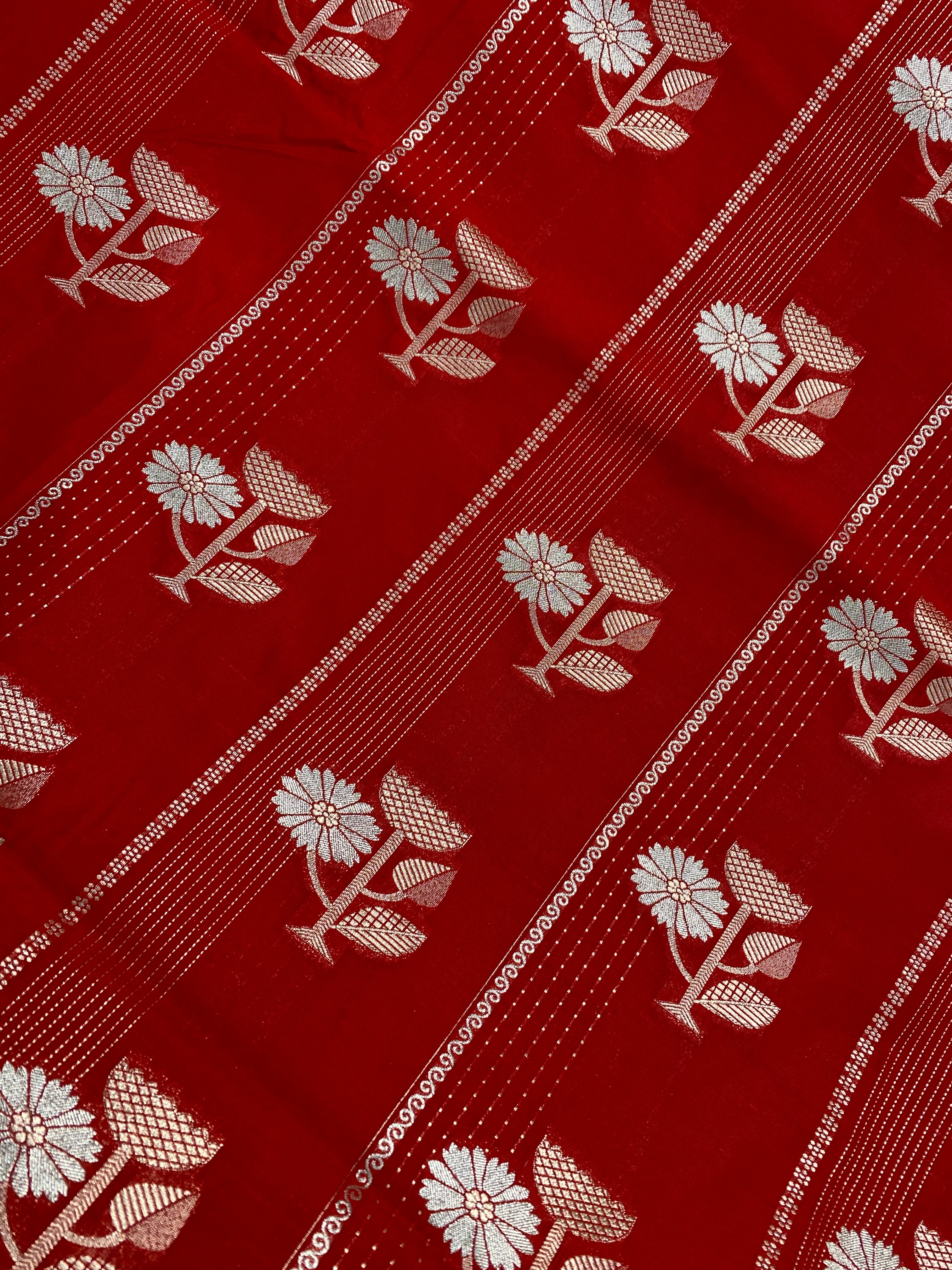 Red semi kataan silk Banarasi saree