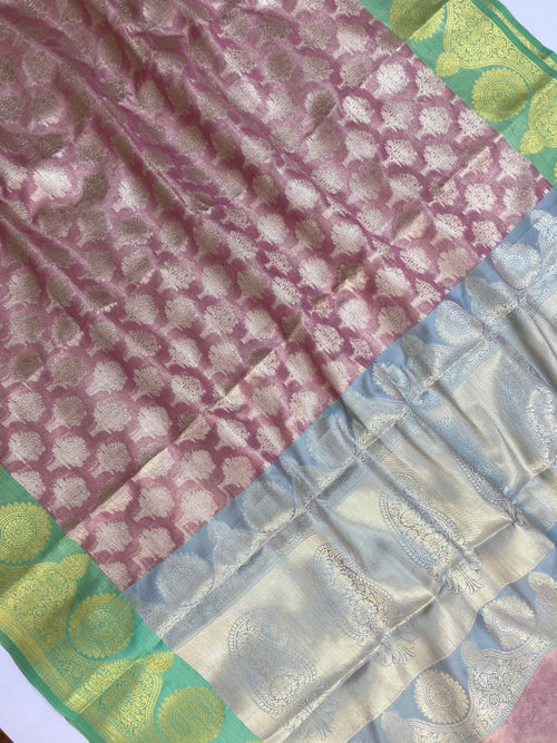 Contrast Border and Pallu Tissue Silk Banarasi Saree