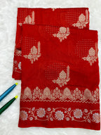 Red mul cotton silk minakari Banarasi Saree