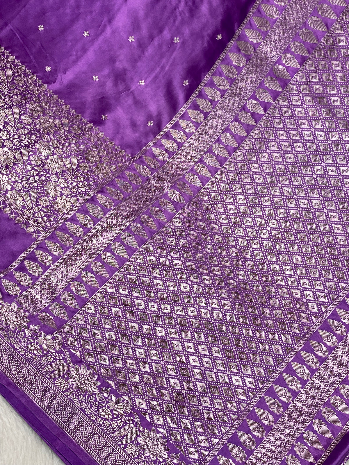 Lavender colour mashru silk banarasi saree