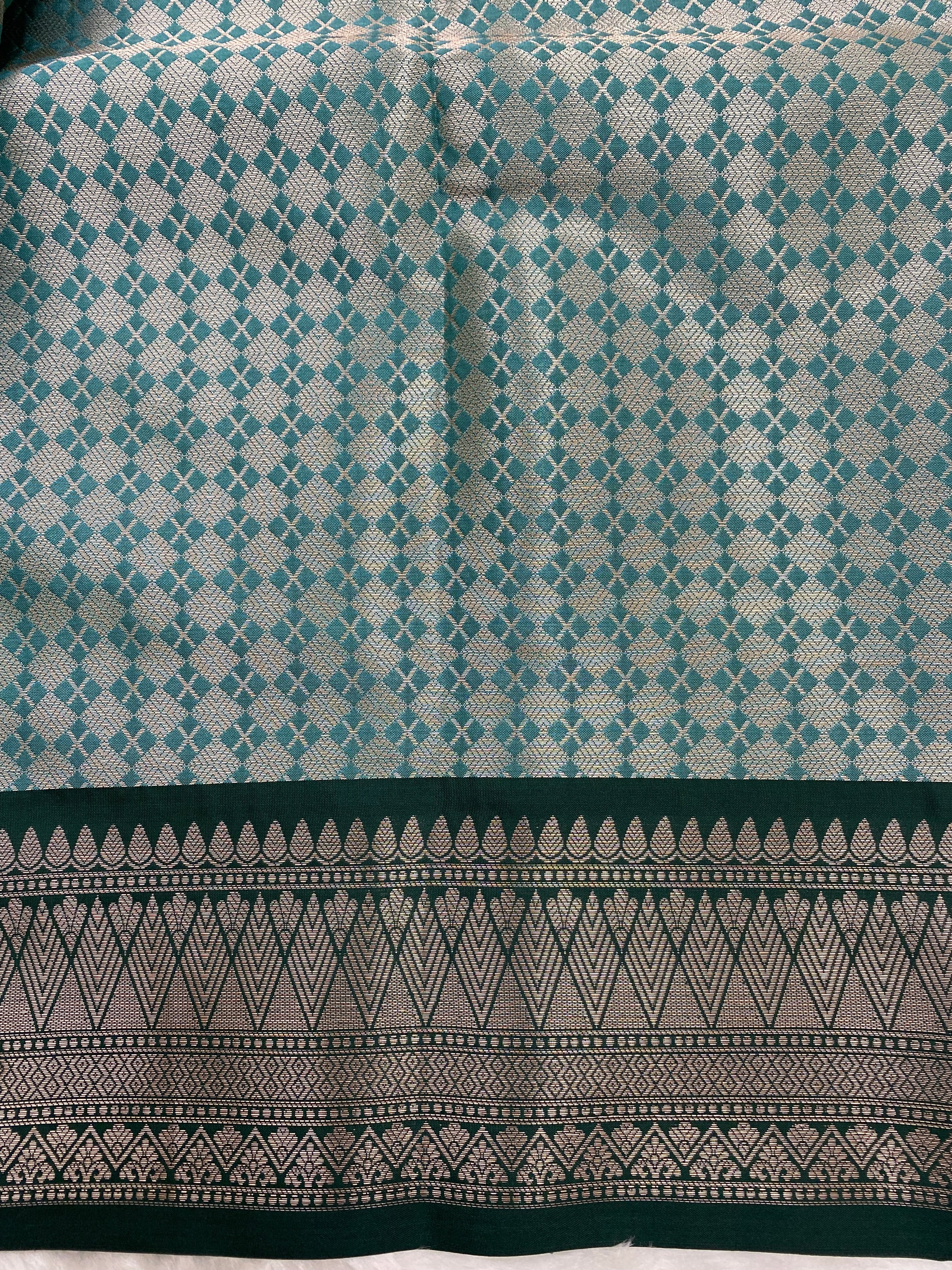 Aqua Blue Brocade Tissue Silk Banarasi Saree