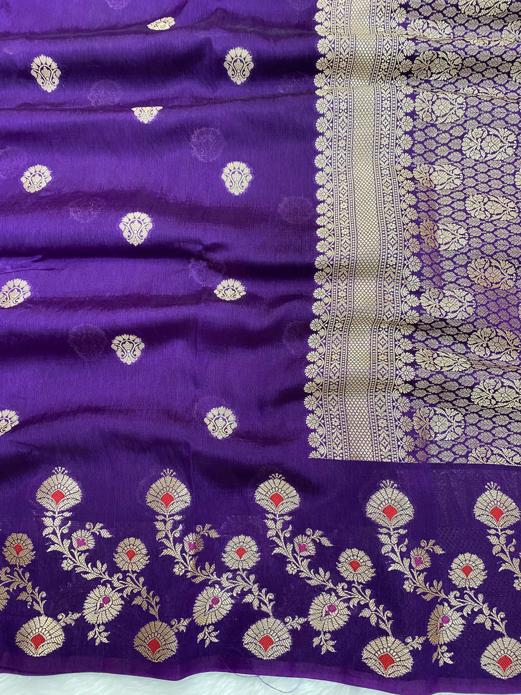 Purple Viscose cotton Banarasi Saree