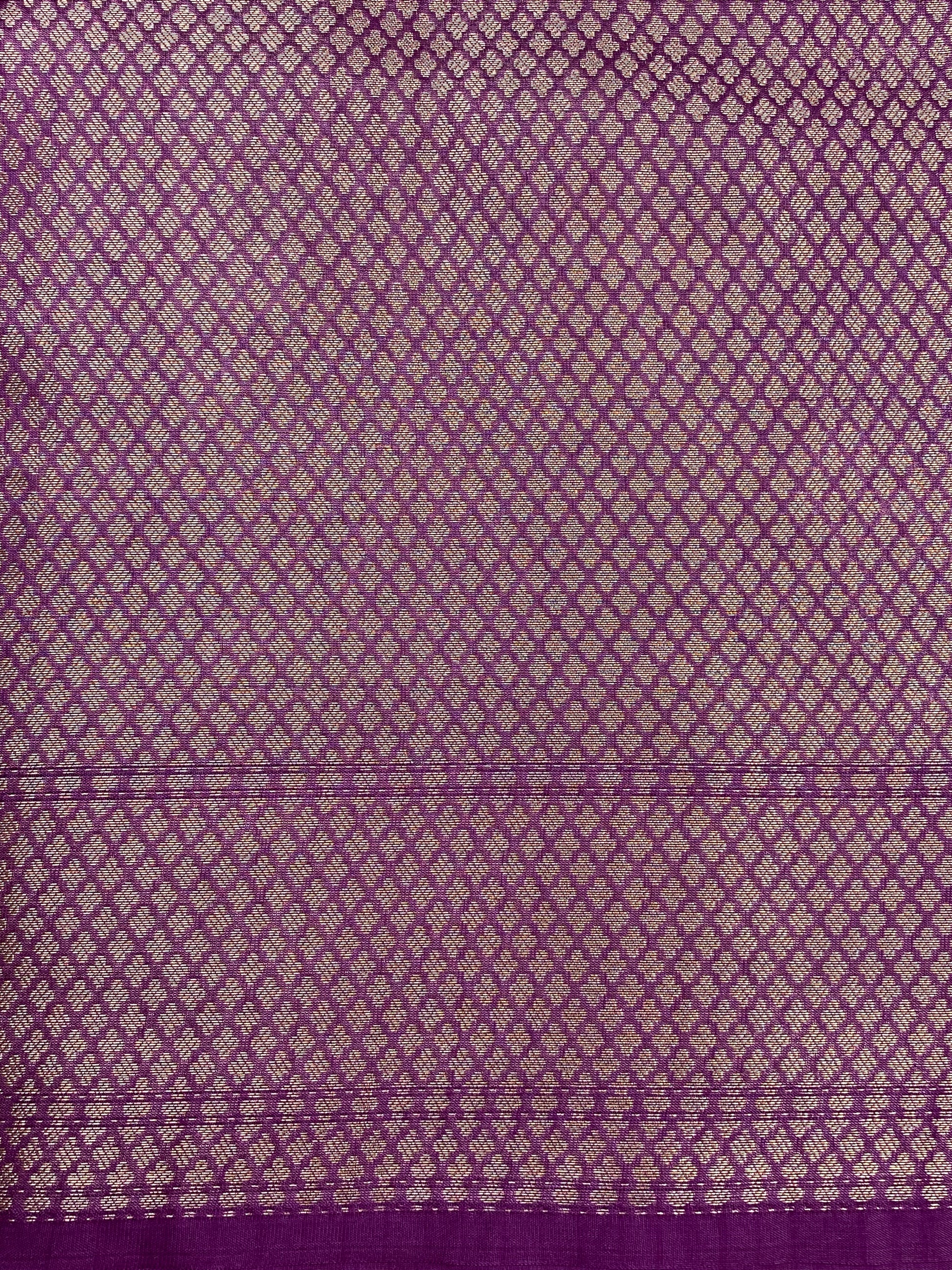 Purple Munga Silk Border Buta Banarasi Saree with contrast boarder and pallu