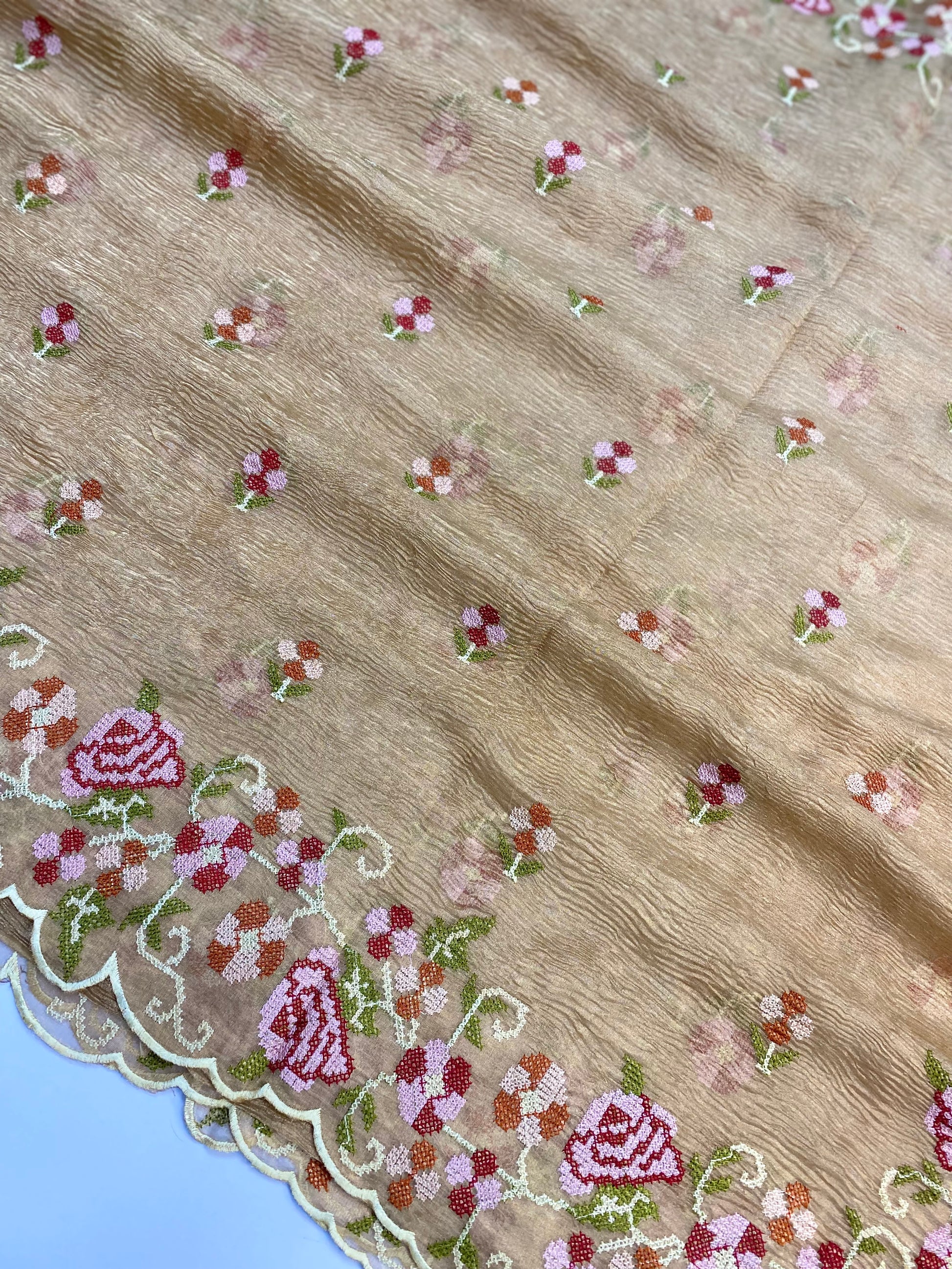 Pure Tissue Silk with hand cutwork Embroidery Banarasi Saree
