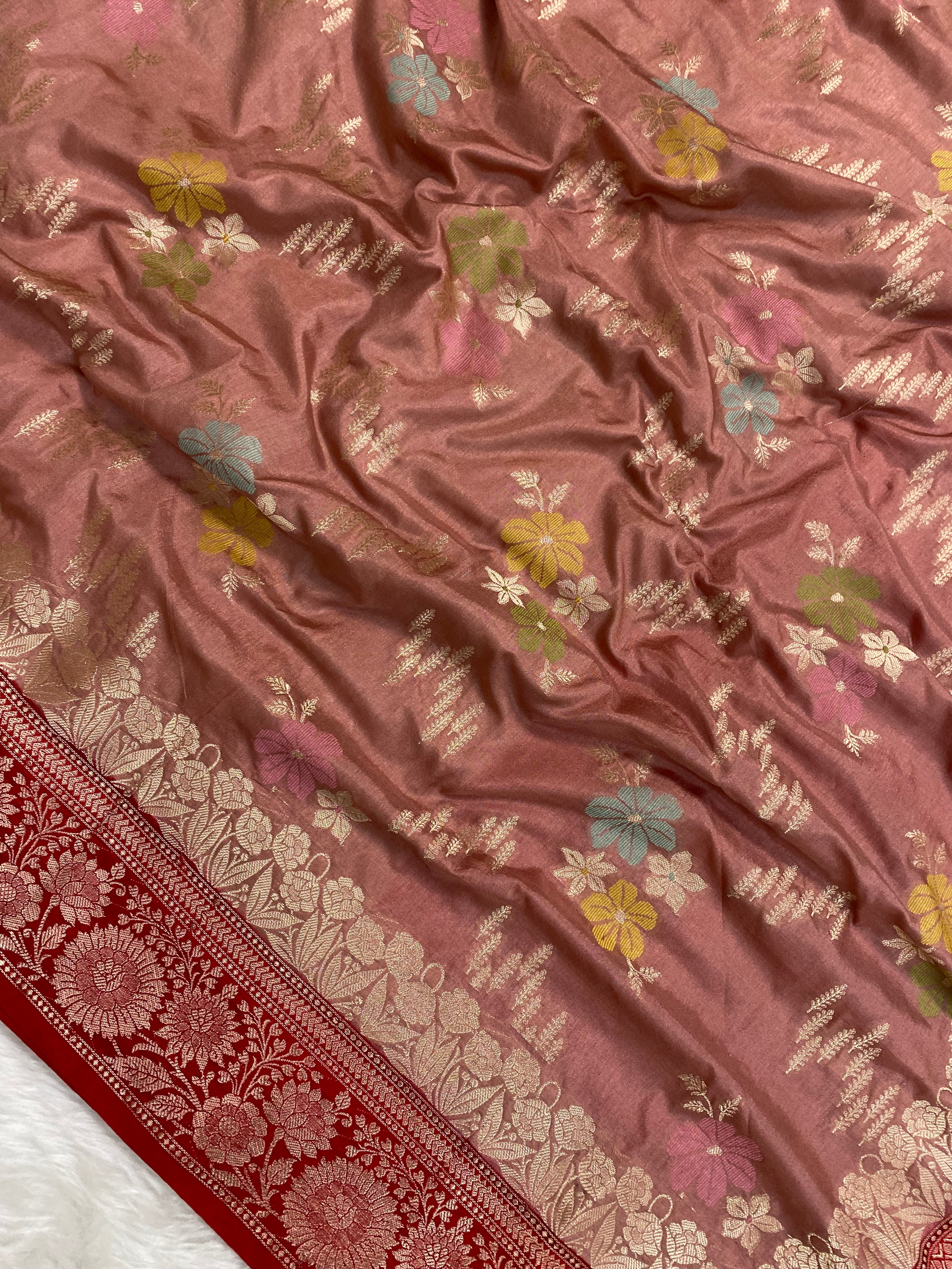 Dusty Color monga Silk Banarasi Saree