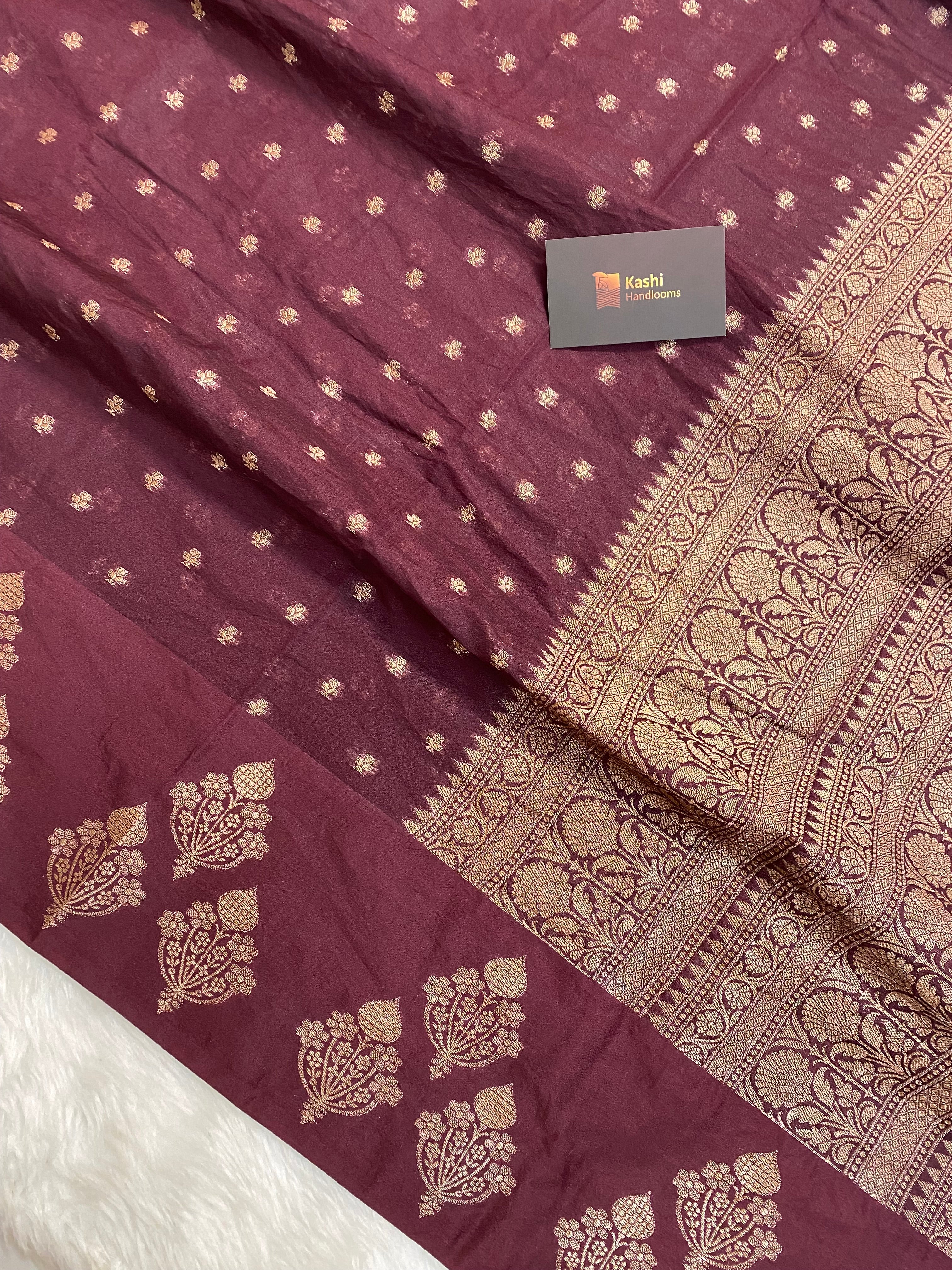 Wine gorgette silk banarasi saree