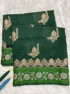 Bottle Green mul cotton minakari Banarasi Saree