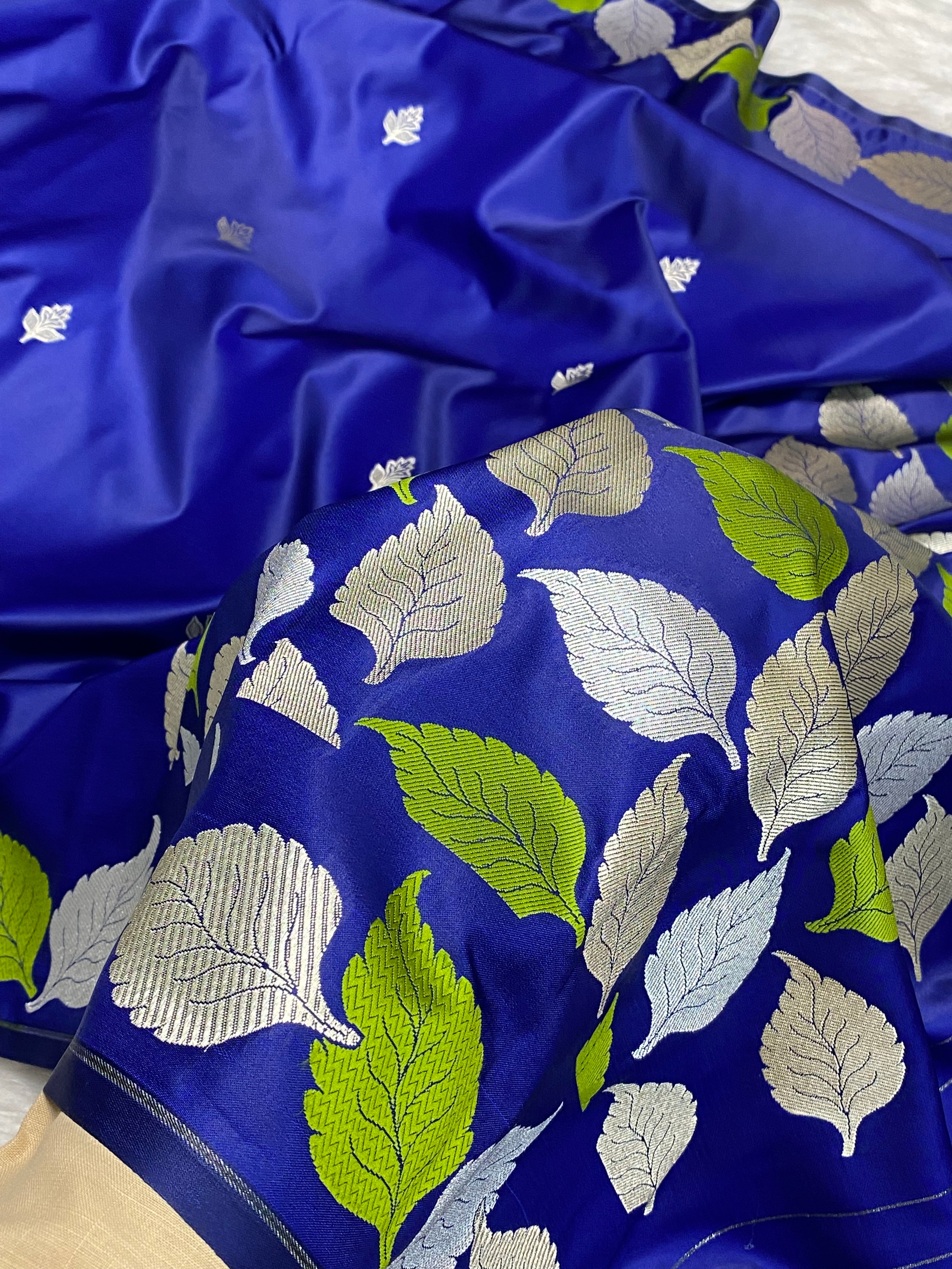 Blue color mashru silk banarasi saree