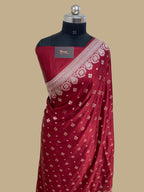 Mahroon mashru katan Silk Banarasi Saree