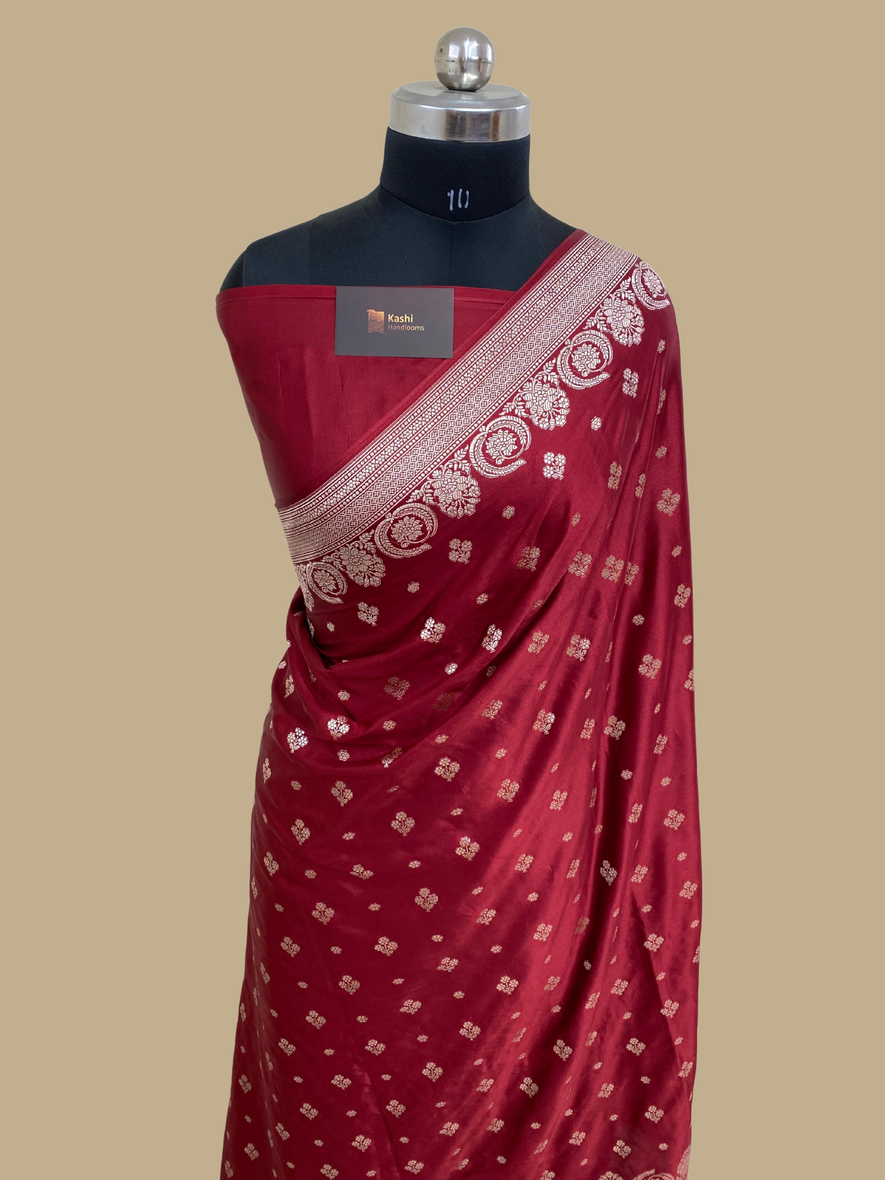 Mahroon mashru katan Silk Banarasi Saree