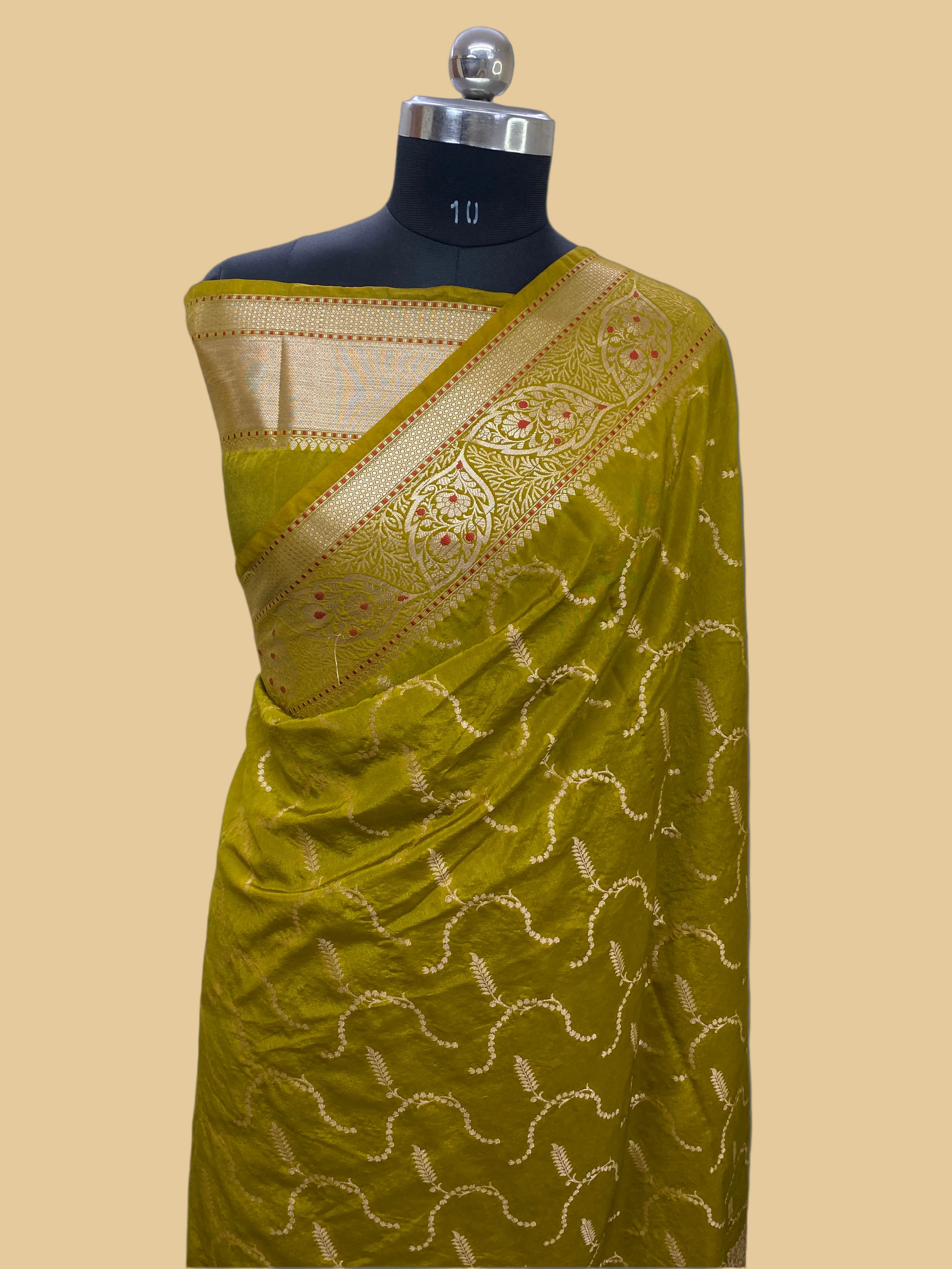 Mahendi Tone semi Raw Mango Saree