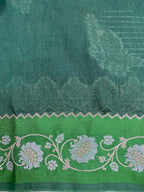 Bottle Green mul cotton minakari Banarasi Saree