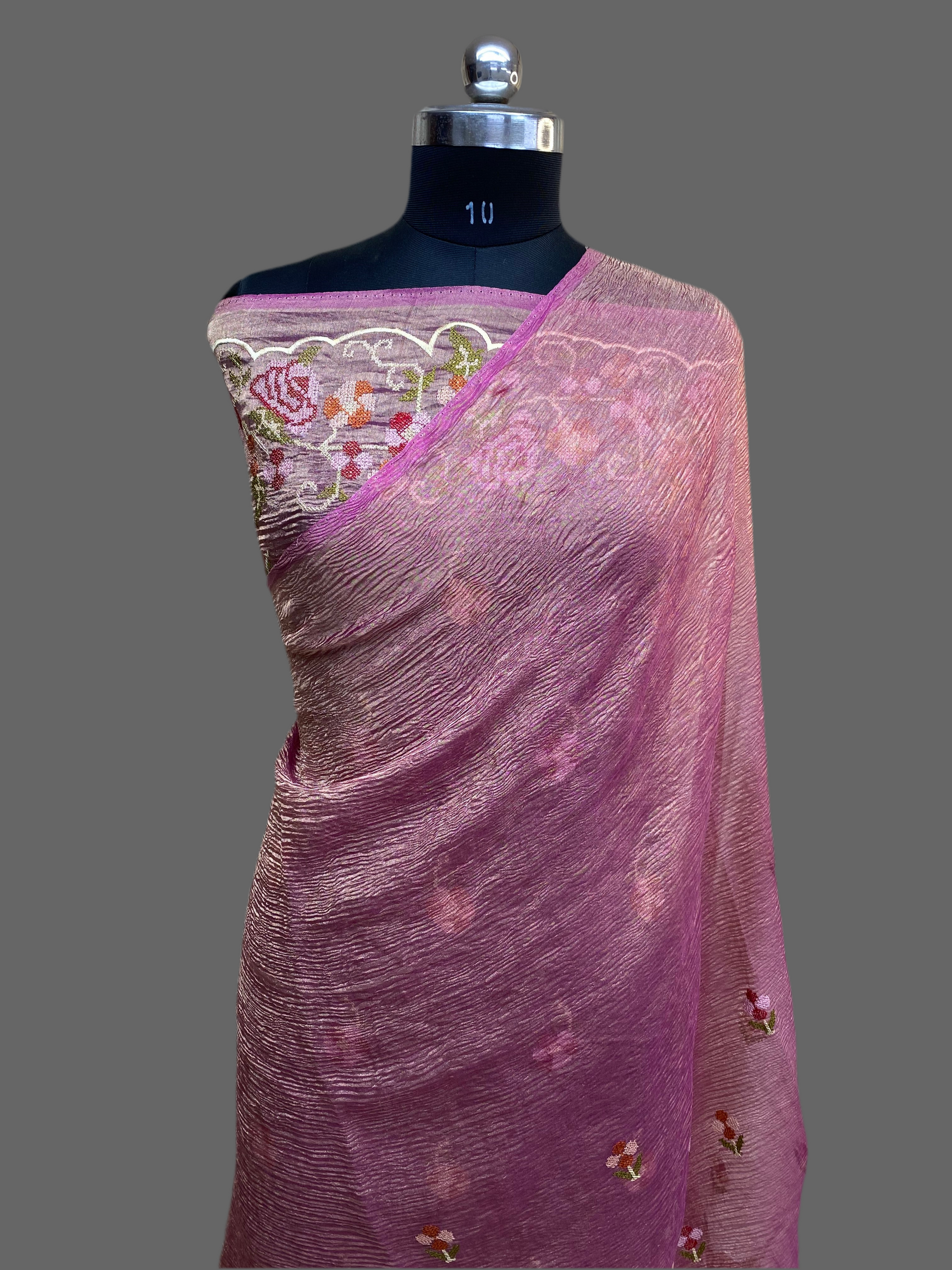 Pure Tissue Silk with hand cutwork Embroidery Banarasi Saree