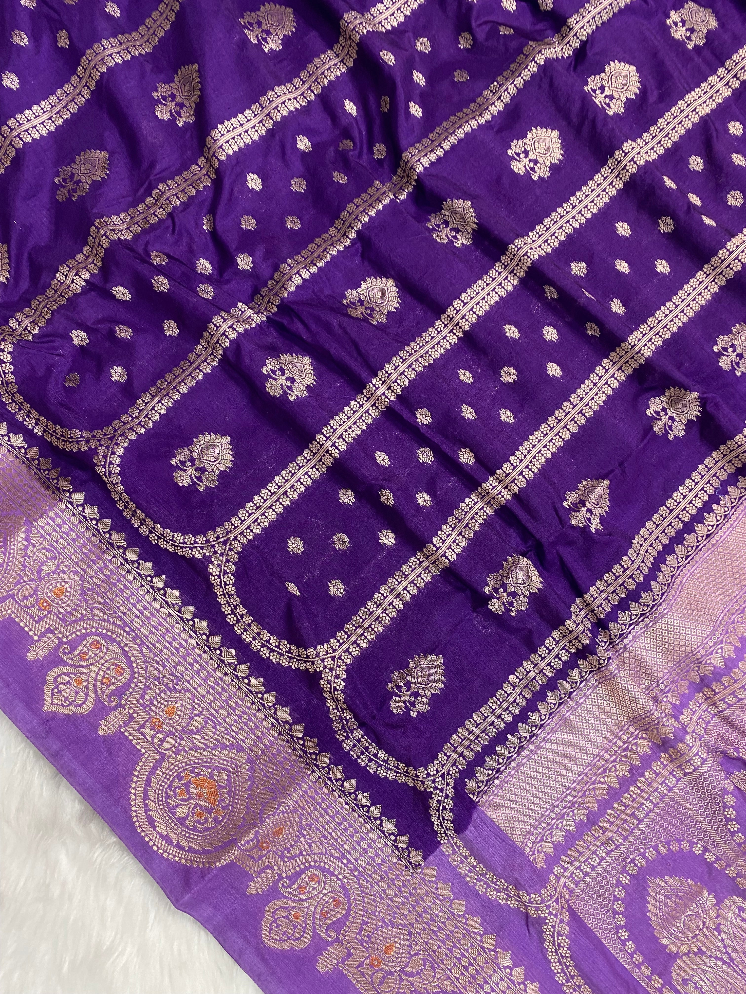 Purple Monga Silk Banarasi Saree