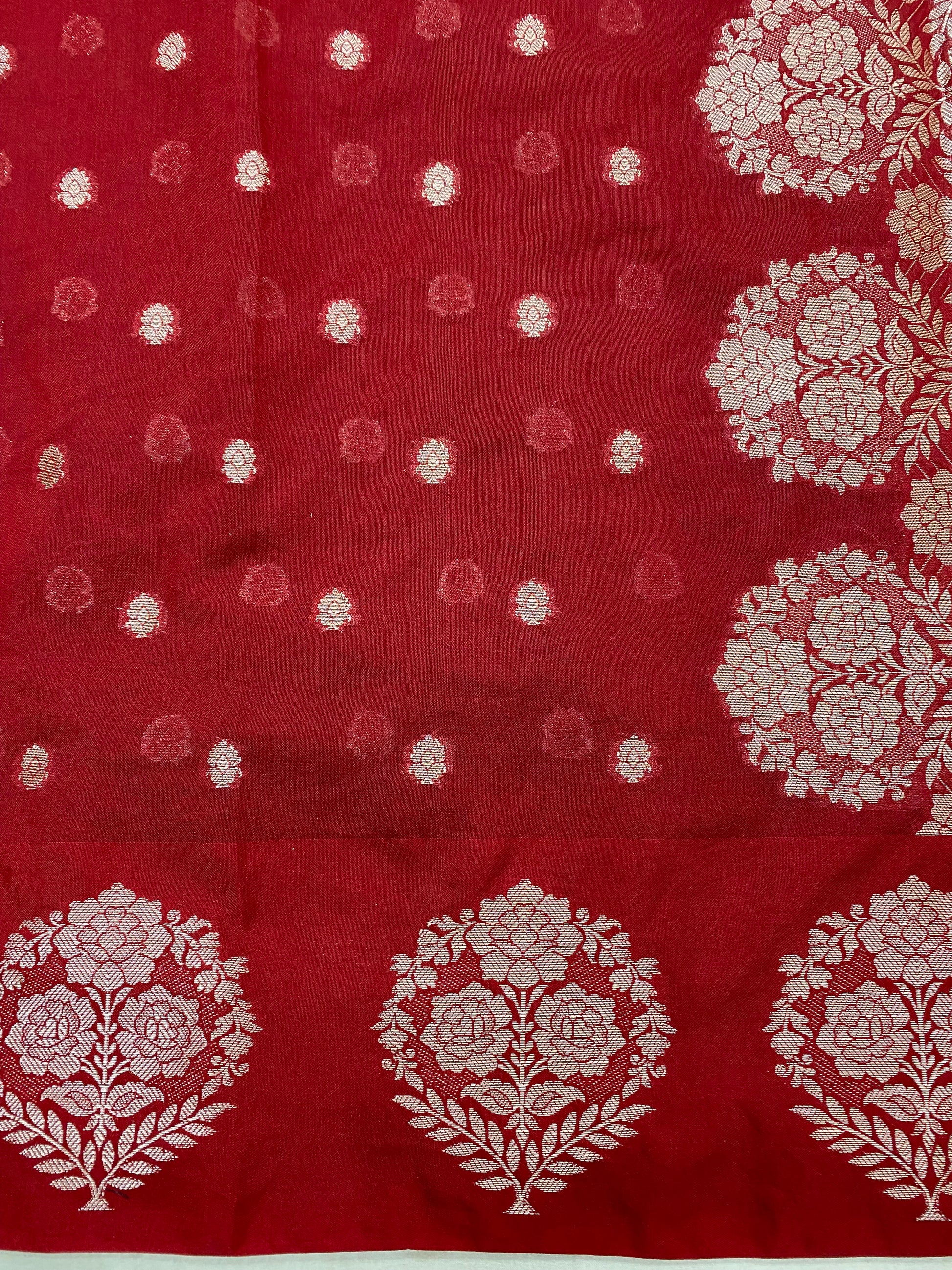 Red Cotton Banarasi Saree