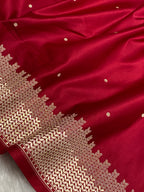 Bridal Red Chundri Buti Mashru Silk Banarasi Saree ❤️