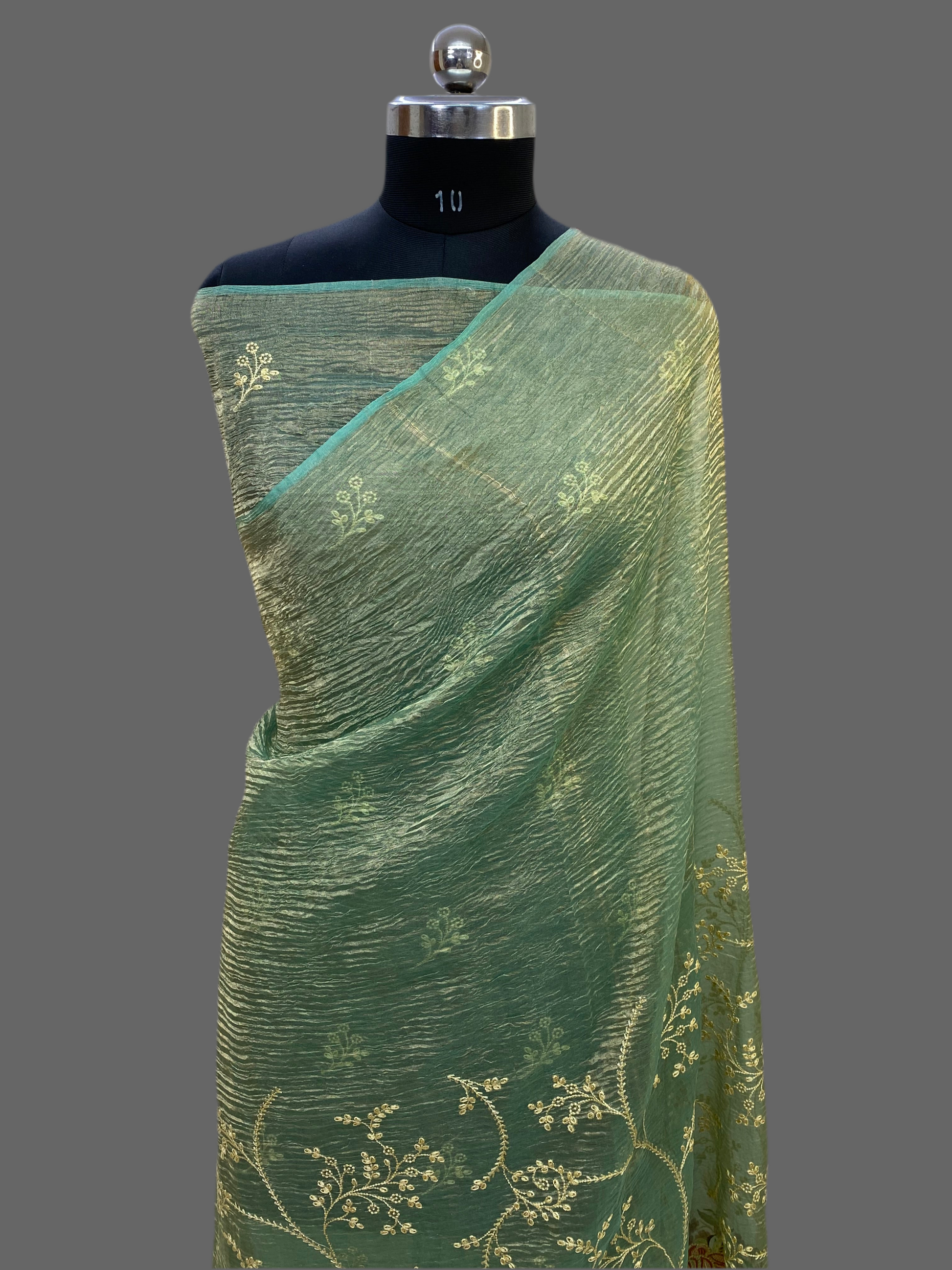 Pure Tissue Silk with hand Lace work Embroidery Banarasi Saree