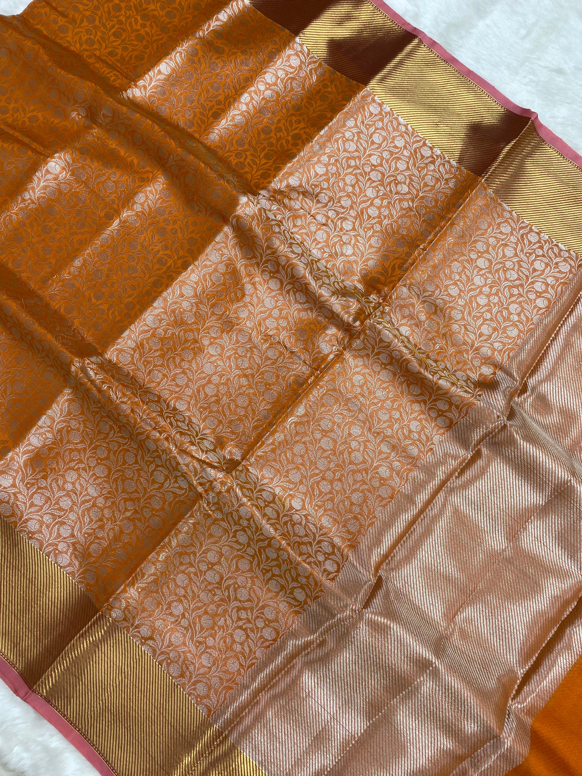 Peach Tissue Silk Banarasi Saree