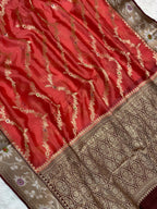 Peach semi Raw mango Banarasi saree