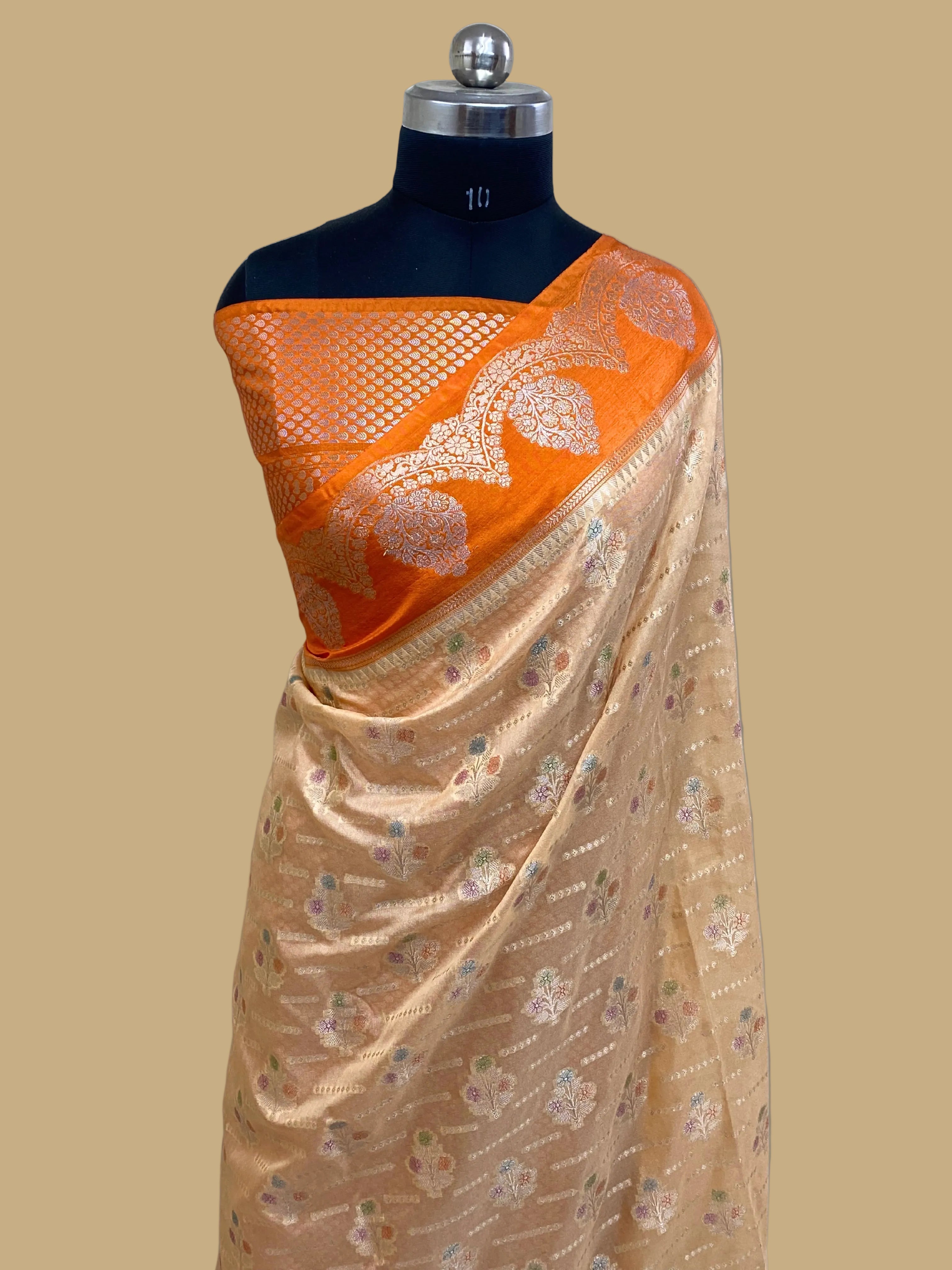 Hand brush mina monga silk Banarasi Saree