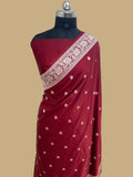 Maroon colour Mashru silk Banarasi saree
