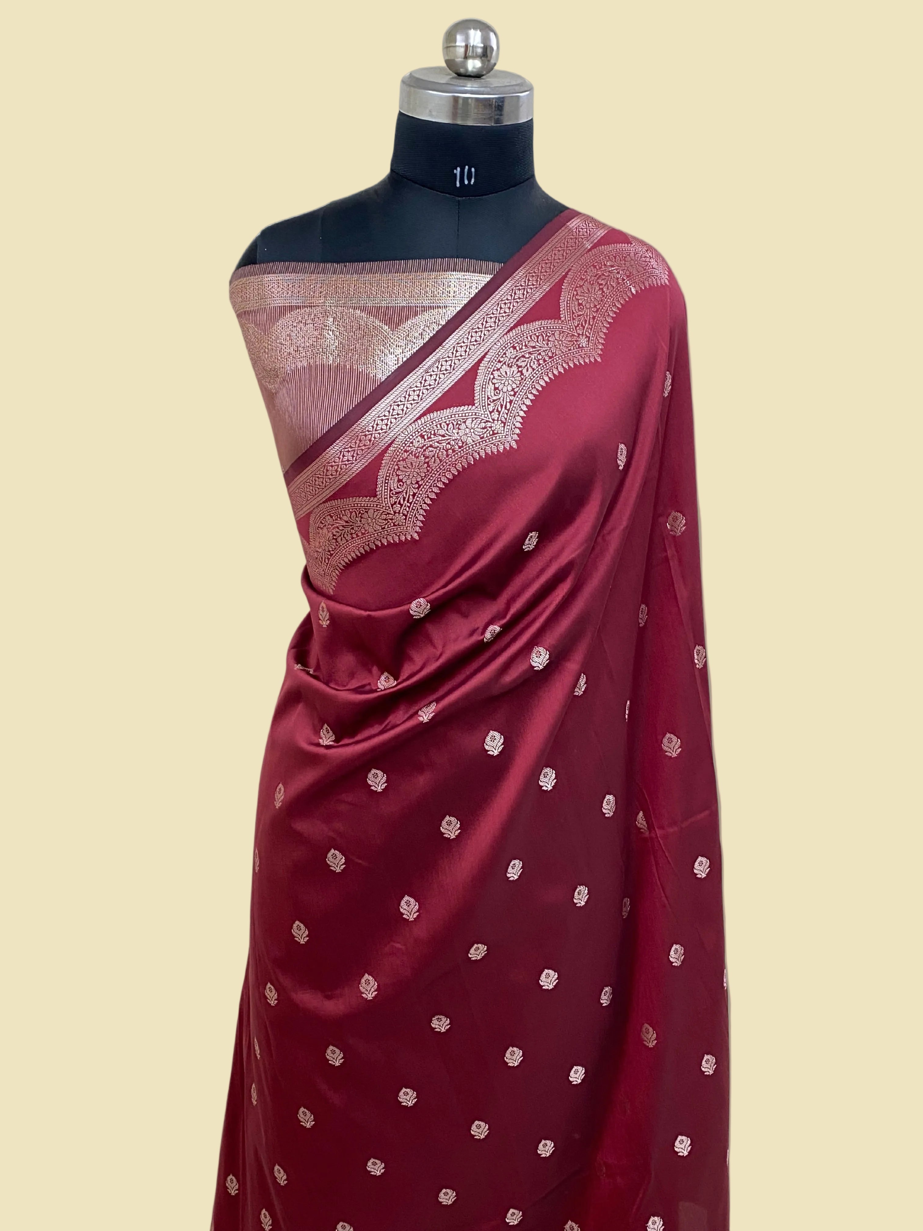 Maroon Soft Silk Banarasi Saree
