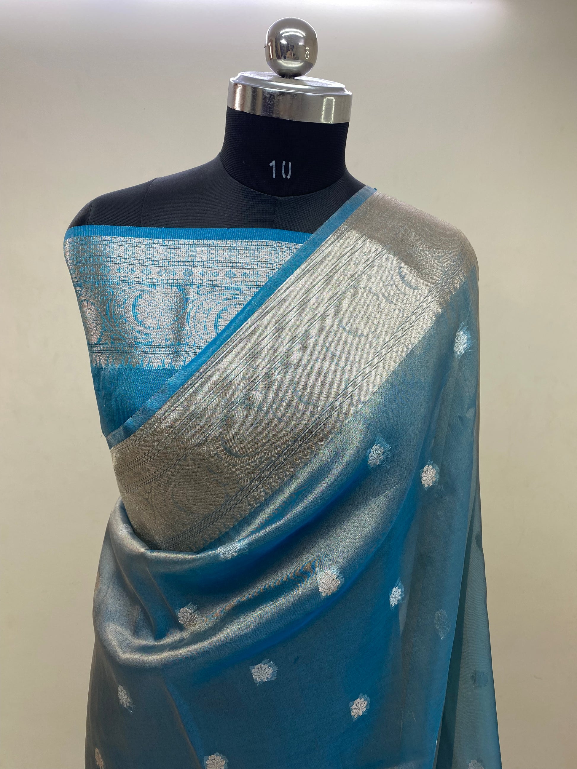 Sky Blue Tissue Silk Banarasi Saree